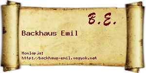 Backhaus Emil névjegykártya