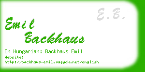 emil backhaus business card